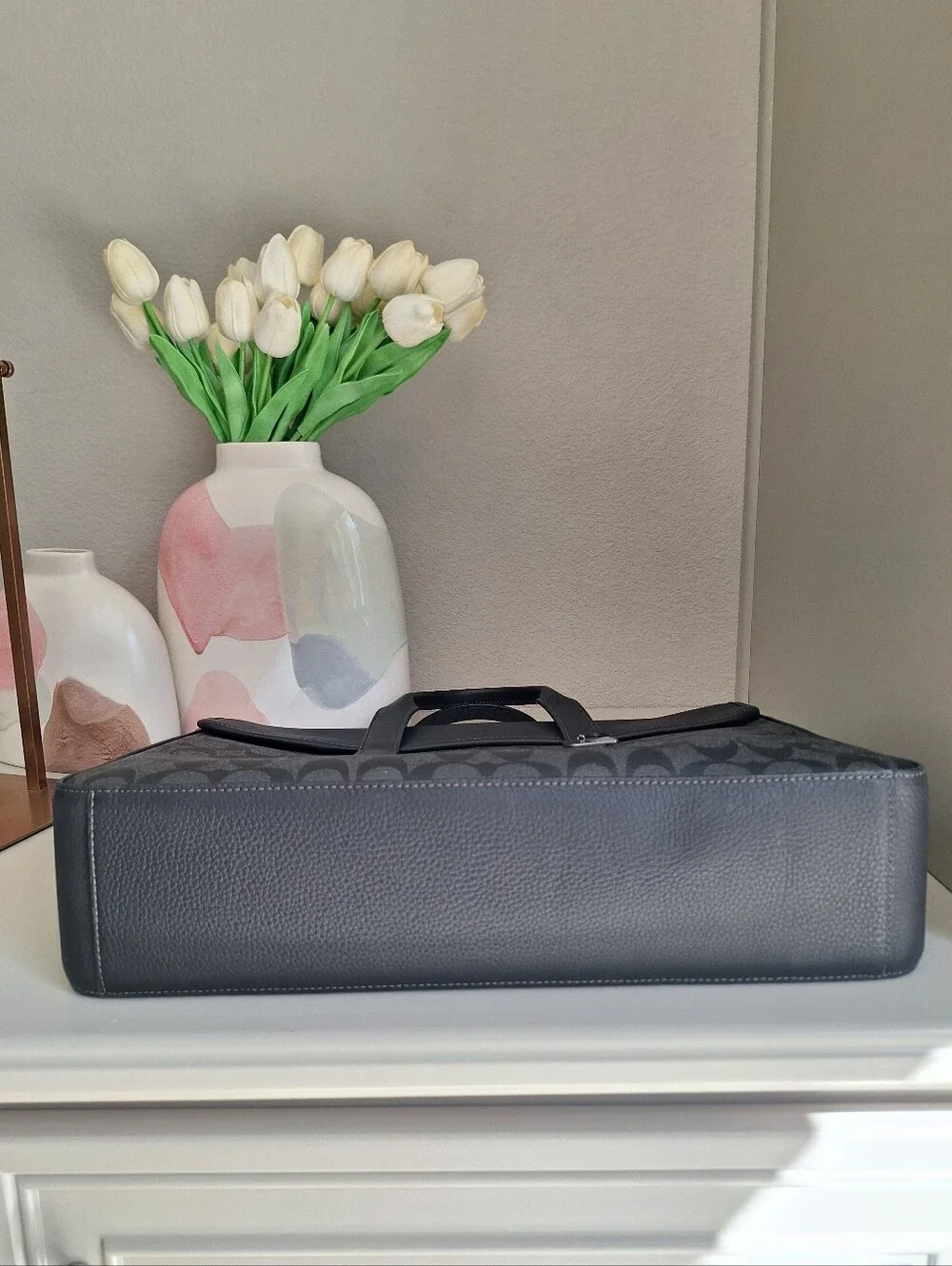 NWT Coach Sullivan Portfolio Brief In Signature Canvas Charcoal Black C9873